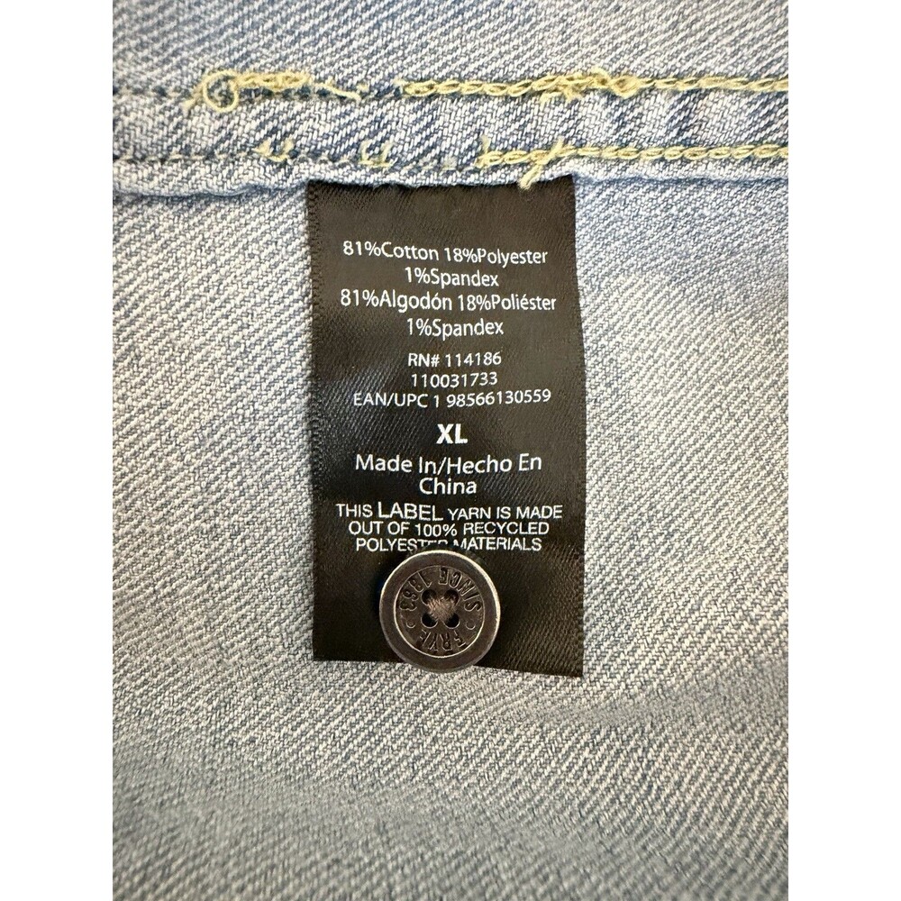Frye Men's Western Vintage Denim Button-Down Shirt Light Wash Size XL - Picture 5 of 12